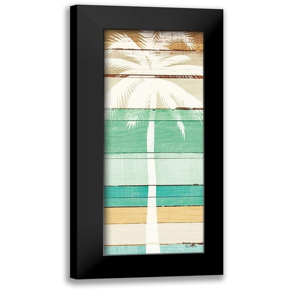Mullan, Michael 8x14 Black Modern Framed Museum Art Print Titled - Beachscape Palms V Green
