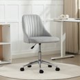 thumbnail image 2 of Vinsetto Velvet Mid-Back Armless Computer Office Task Chair Seat, Grey, 2 of 10
