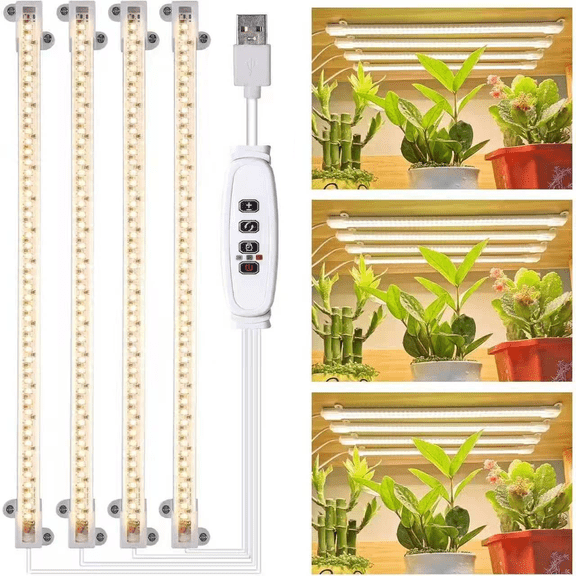 Fyniora LED Grow Light Strips, Grow Lights for Indoor Plants Full Spectrum 3000K, Plant Light Bar with 3/9/12H Timer, 10 Dimmable Levels for Seedling Hydroponics Succulent(White)