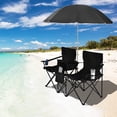 thumbnail image 3 of Double Camping Chair with Umbrella, Folding Loveseat Chairs w/Canopy Shade, Carrying Bag, Table, Cup Holder, Portable Beach Chairs Outdoor Picnic Patio (Black), 3 of 10