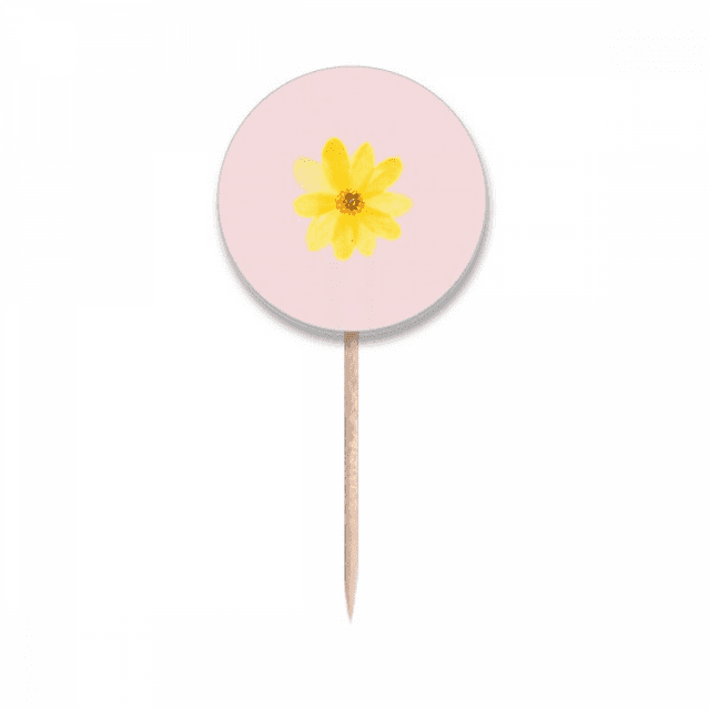 Daisy Drapeaux Cure-Dents Mode Art Déco Aquarelle Jaune Étiquettes Rondes Décoration de Fête