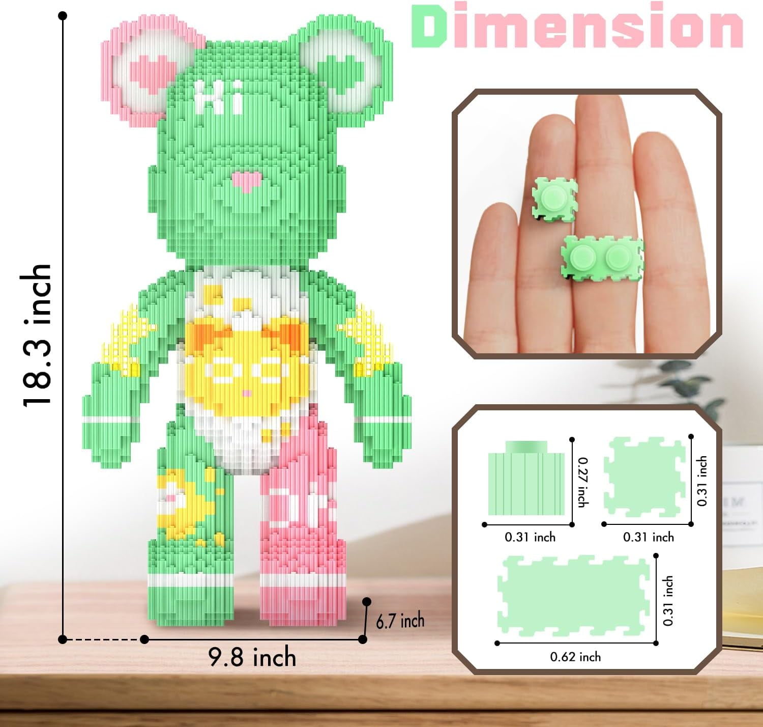 LWBDD Bear Micro Building Blocks, 3D Educational Toy, Gift