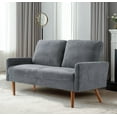 thumbnail image 5 of Xukmct 3 Seater Loveseat Sofa with Wood Legs, Upholstered Velvet Sofa Couch Living Room, Home, Apartment, Office, Gray, 5 of 5