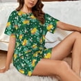 thumbnail image 4 of "Wukai Tropical Fruit Women's Pajama Set - Short-Sleeve Top and Shorts with Elastic Waistband and Pockets for Loungewear, Yoga, and Casual Wear-Large, 4 of 8