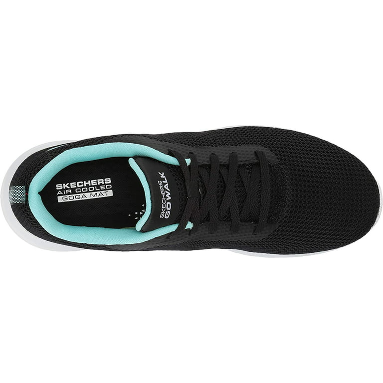 Skechers Women's Go Walk Sneaker Black/Aqua 9.5 Wide - Walmart.com