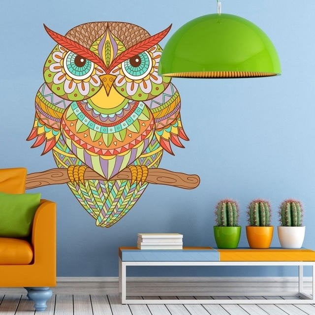 Wall Decal Sticker Vinyl Owl Bird Funny Cartoon Nursery Room