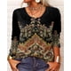 thumbnail image 4 of Jersey Vintage con cuello redondo y botones para mujer, Camiseta holgada informal con estampado elegante, Tops básicos diarios de calle, camisetas de manga larga, camisa de fondo, 4 of 4