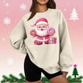 thumbnail image 2 of Lorytime Christmas Crewneck Sweatshirts Women Santa Claus Print Plush Shirt Long Sleeve Pullover Loose Tops, 2 of 5
