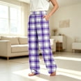 thumbnail image 4 of Zpanxa Girls Pants Plaid Pants Elastic Waist Straight Leg Loungewear with Side Pockets for Girls, 4 of 7