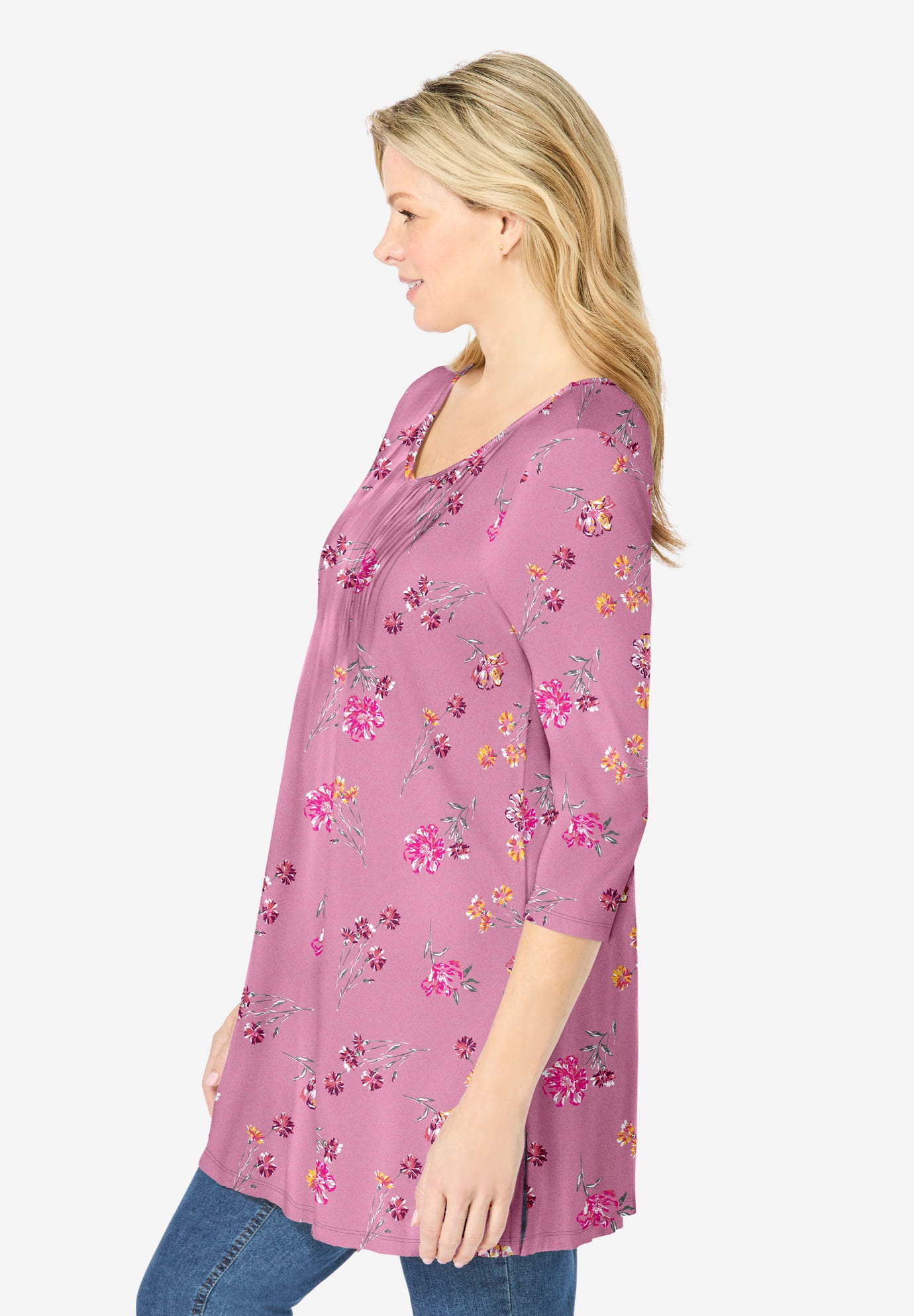 Plus Size V-Neck Pintucked Tunic - image 3