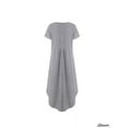 thumbnail image 2 of Spencer Women's V Neck Casual Summer Beach Long Dress Short Sleeve Split Loose Maxi Dress with Pocket(Grey,L), 2 of 10