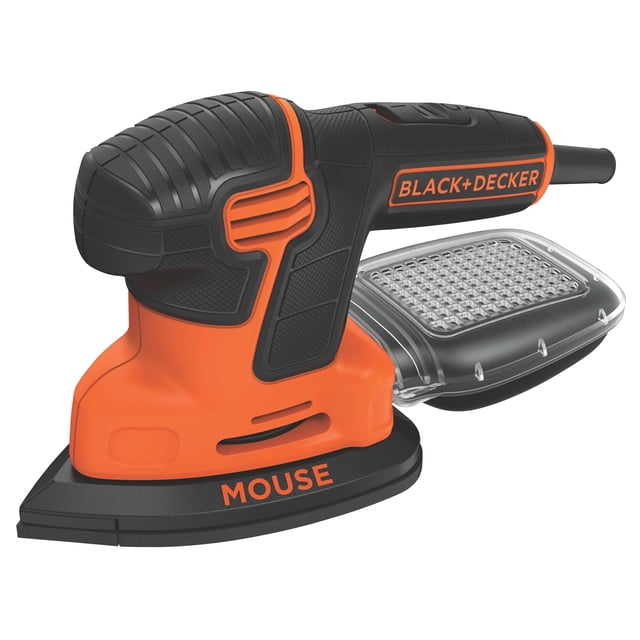 Detalle de la lijadora BLACK+DECKER BDEMS600, 1,2 A, 16.000 OPM, con cable
