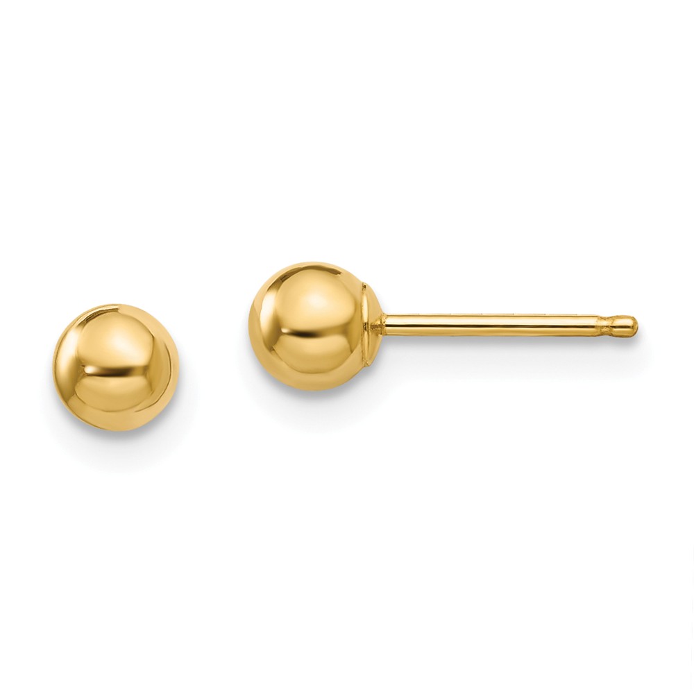 Solid 14k Yellow Gold Three-Blade Propeller Stud Earrings - Dainty Nautical Center Bead Post Earrings