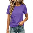 thumbnail image 5 of Josdec Women's Cotton Linen Blend Round Neck Short Sleeve Side Button Detail Casual Summer Beach Vacation Top S-XXXL, 5 of 7