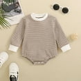 thumbnail image 2 of Staki Fall Romper Baby Girl Newborn Baby Girl Sweater Romper Ruffle Long Sleeve Bodysuit Cute Infant Fall Winter Clothes(Brown,0-3 Months), 2 of 9