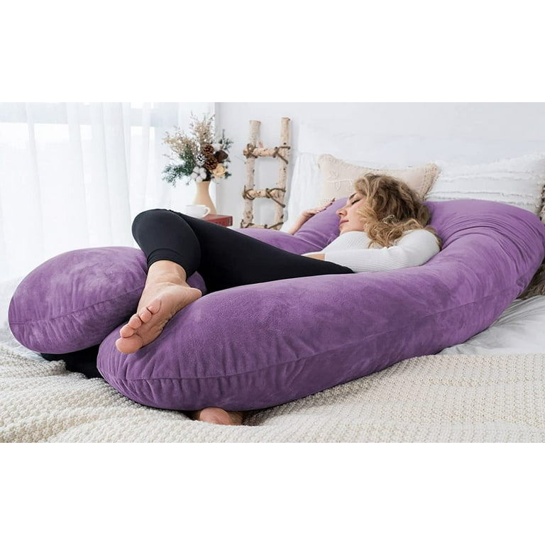 AngQi Pregnancy Pillows U Shaped Pregnancy Body Pillow for Sleeping 55 inch Maternity Pillow for Pregnant Women with Cooling Jersey Cover Grey Walmart