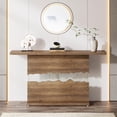 thumbnail image 2 of Tribesigns 55-Inch Console Table Sofa Table Behind Couch with Wood Frame Spliced Tempered Glass, 2 of 7