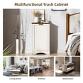 thumbnail image 6 of 13 Gallons Tilt Out Trash Cabinet Free Standing Kitchen Trash Bin Cabinet Recycling Garbage Cabinet with Deodorizing Function Pet Proof Trash Can Holder for Kitchen Living Room, Antique White, 6 of 6