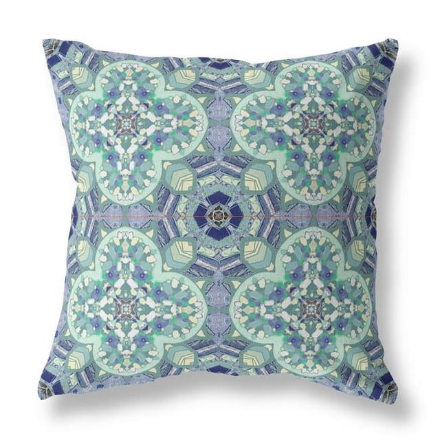 HomeRoots 411833 28 Pouces Trèfle Coussin Intérieur et Extérieur & 44; Aqua & Bleu Clair