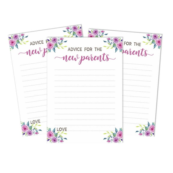 Inkdotpot 50Advice CardsNew ParentsFor Baby Shower Game Floral Party SuppliesOh Deer Advice For New Mom & Dad