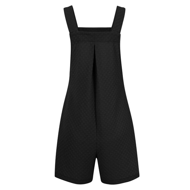 2DXuixsh Womens Rompers for Summer Summer Fresh Sweet Jumpsuits Women Sleeveless Straight Jacquard Solid Color Bibs Soft Womens Rompers and Jumpsuits Black Size M
