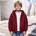thumbnail image 6 of Boys Midweight Puff Jacket with Hood Zip Up Warm Relaxed Fit Casual Kids Winter Coats Red 14 Years, 6 of 7