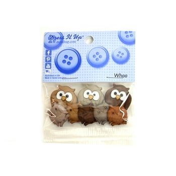 Dress It Up Buttons, Whoo, Craft & Sewing Embellishments, Plastic, 8 Pcs.