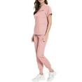 thumbnail image 2 of Nurse Scrubs Uniform Woman,Womens Scrub Sets with Mandarin Collar,Unisex Jumpsuit Workwear,Medical Uniform for Doctors, Nurses, Beauty Salons - Pink - S, 2 of 5