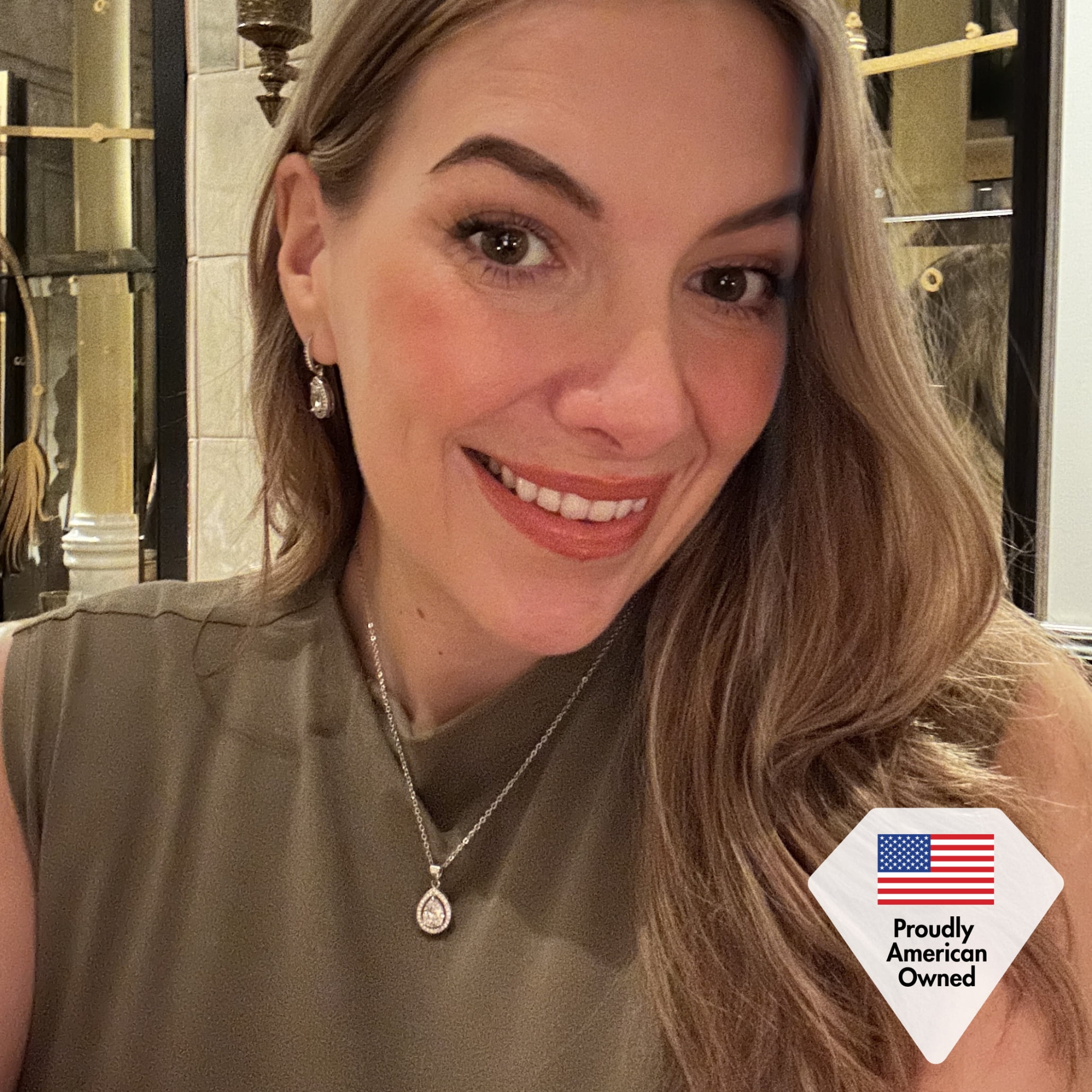 Cate & Chloe Isabel 18k White Gold Plated Pendant Necklace with Simulated Diamond Crystal for Women