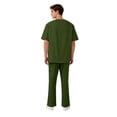 thumbnail image 5 of Domuza Scrubs for Men Set - V-Neck Scrub Top and Straight Leg Pants with Multiple Pockets Army Green L, 5 of 5