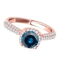 thumbnail image 3 of Aonejewelry 1 Ct. Halo Blue Diamond Engagement Ring Crafted In 14k Rose Gold, 3 of 4