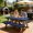 Light Blue, variant on Snmubt 3-Piece Picnic Table & Bench Cover Set, Stretch Polyester Waterproof Outdoor Furniture Protector for Backyard Camping, Black