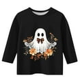 thumbnail image 4 of Feancey Cute Tops for Toddler Girls 3/4 Sleeve Halloween Shirts Teen Girl Casual Floral Ghost Print Graphic Tees Kids Funny T-Shirts Black 3-4Years, 4 of 5