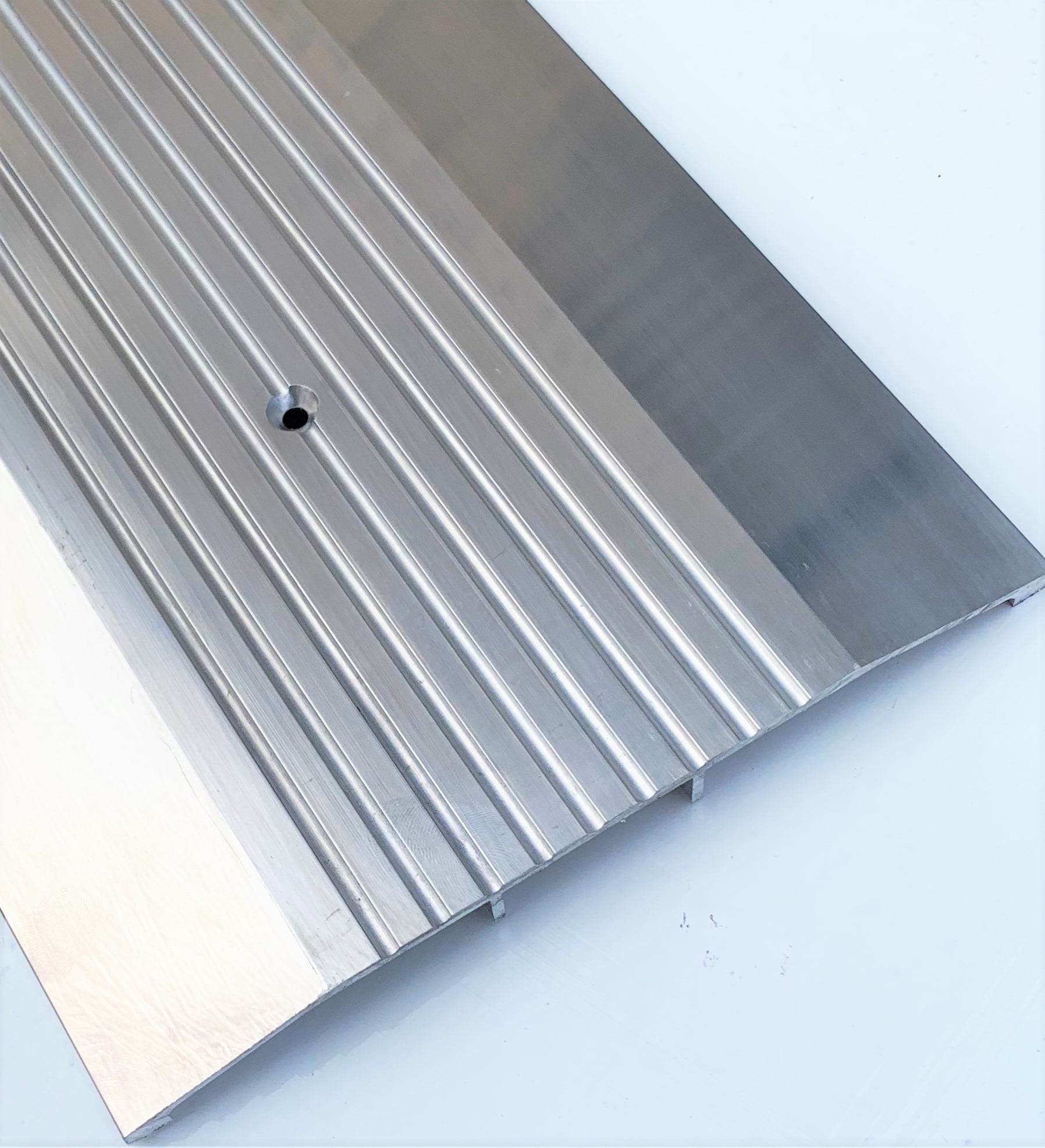 96 3//4 Long 5 Wide x 1//2 High Corrugated Aluminum Threshold