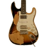 Sawtooth Americana Relic Series ES Electric Guitar with Pro Series Strat/Tele Body Style Hard Case, Sunburst with Aged Mint Green Pickguard