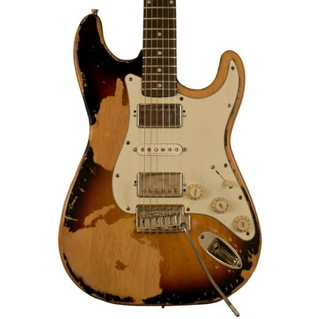 Sawtooth Americana Relic Series ES Electric Guitar with Pro Series Strat/Tele Body Style Hard Case, Sunburst with Aged Mint Green Pickguard