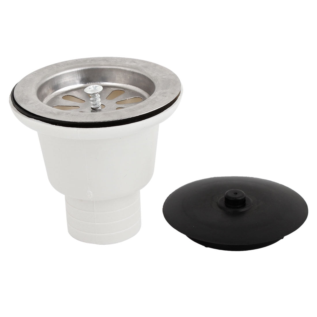 Unique Bargains White Kitchen Sink Drain Basket Strainer Stopper Plug Replacement