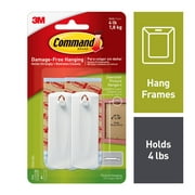 Command Sawtooth Picture Hanger Value Pack, White, Large, 2 Hangers, 4 Strips/Pack
