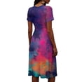 thumbnail image 6 of AHMOMEI Women's Midi Dresses Summer Beach Vacation Wrap V Neck Swing Dress Trendy Loose Tie-Dye Short Sleeved Dress, 6 of 6