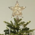 thumbnail image 5 of Large 12-Inch Christmas Tree Topper Star with Warm White LED Lights | Metal Frame 5-Point Star Tree Top Decoration | Indoor Holiday Decor for Home & Party, 5 of 6