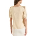 thumbnail image 3 of INSPIRAR CHIC Blusa de satén de media manga con escote corazón para oficina L Amarillo pálido, 3 of 6