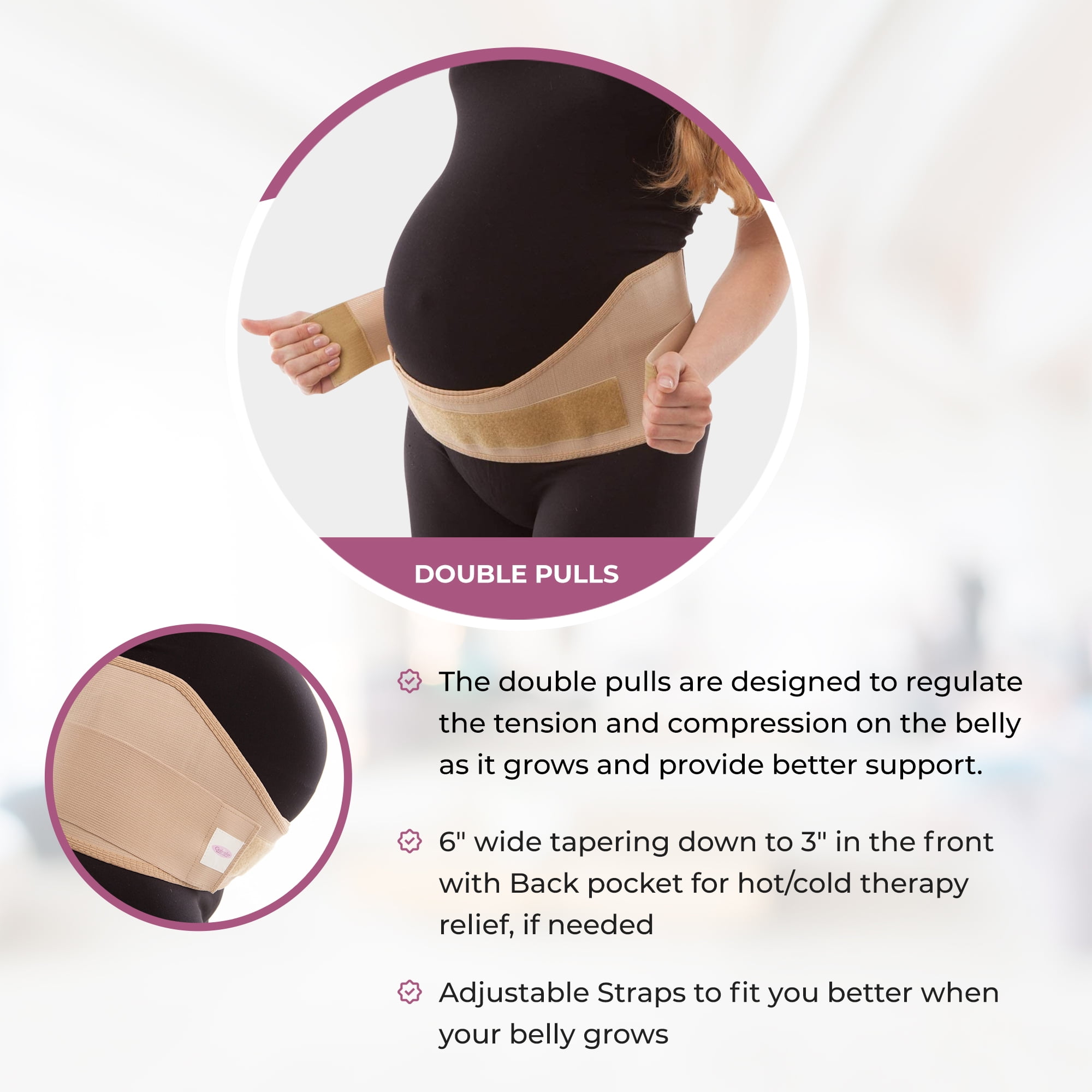 GABRIALLA Elastic Pregnancy Belly Band for Pregnant Women, Adjustable Maternity Belt, MS-96 (Beige, Medium)