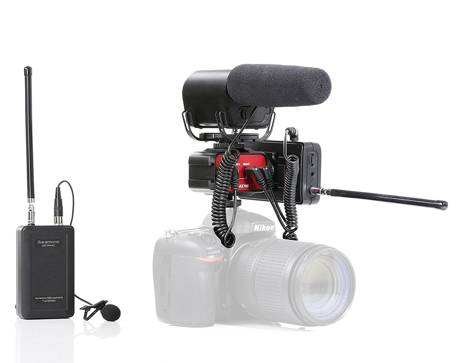2 Receivers and Audio Mixer for DSLR Cameras Saramonic Dual Wireless VHF Lavalier Microphone Bundle with 2 Transmitters 