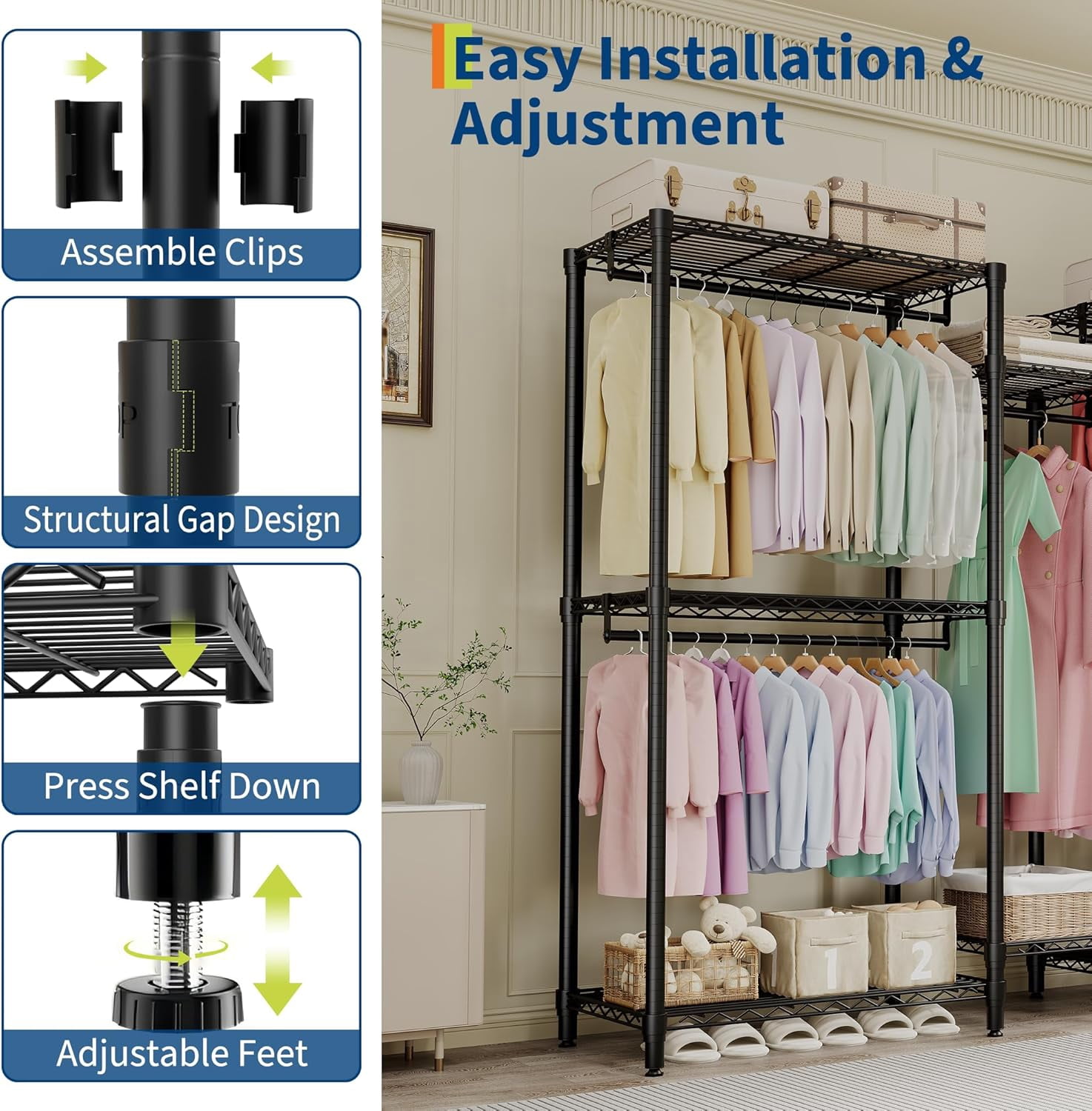 Heavy Duty Freestanding Garment Rack - 1630 lbs Capacity Clothes ...