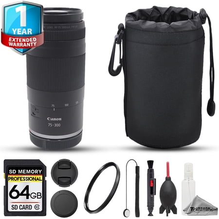 Canon RF 75-300mm f/4-5.6 Lens - 8pc 64GB Memory Bundle + 1 Yr Warranty (International Version)