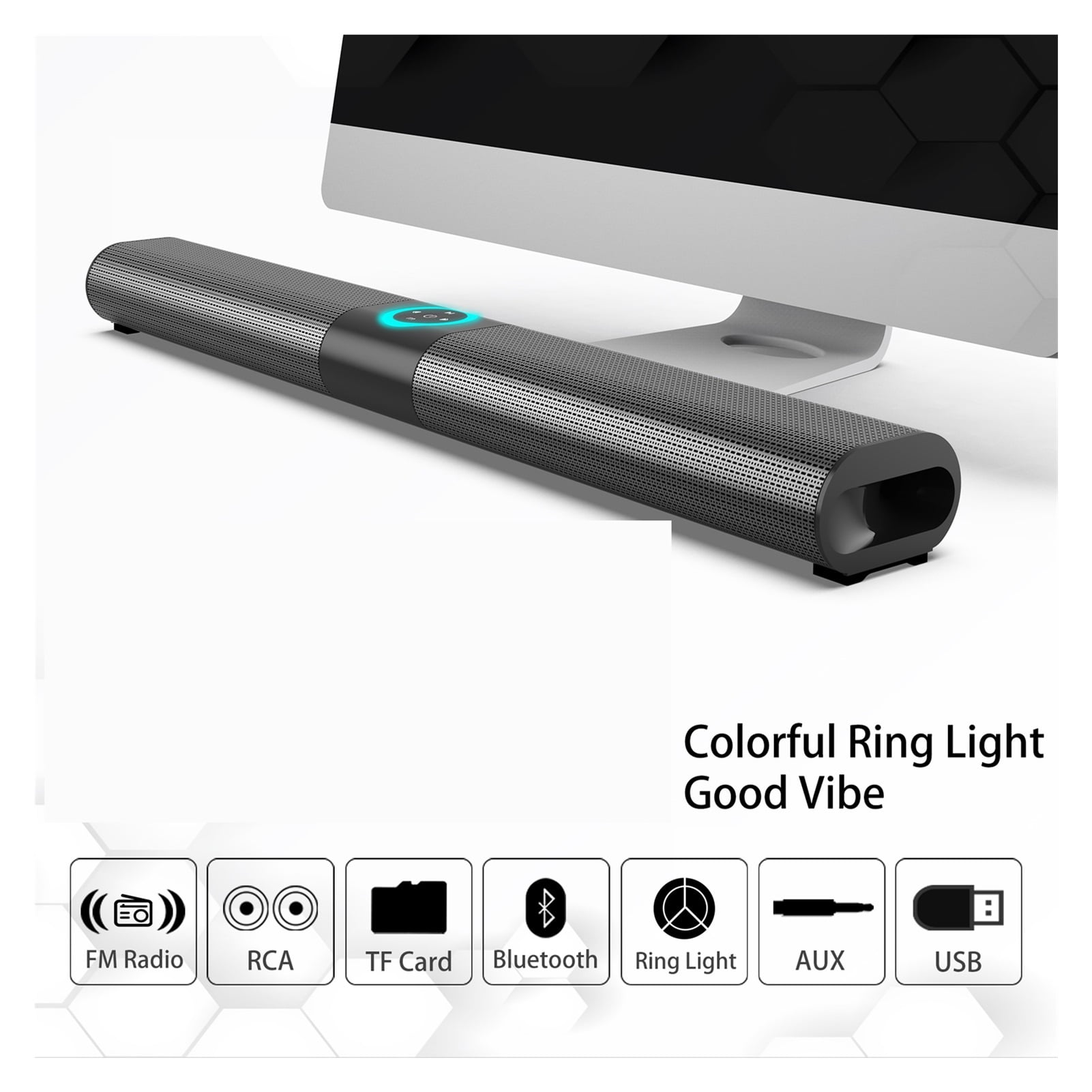 Home Theater TV Speaker Wireless Bluetooth Speakers For Computer Soundbar Music Center Column Subwoofer 20W Sound Bar With Radio ,Impactful Volume Boost