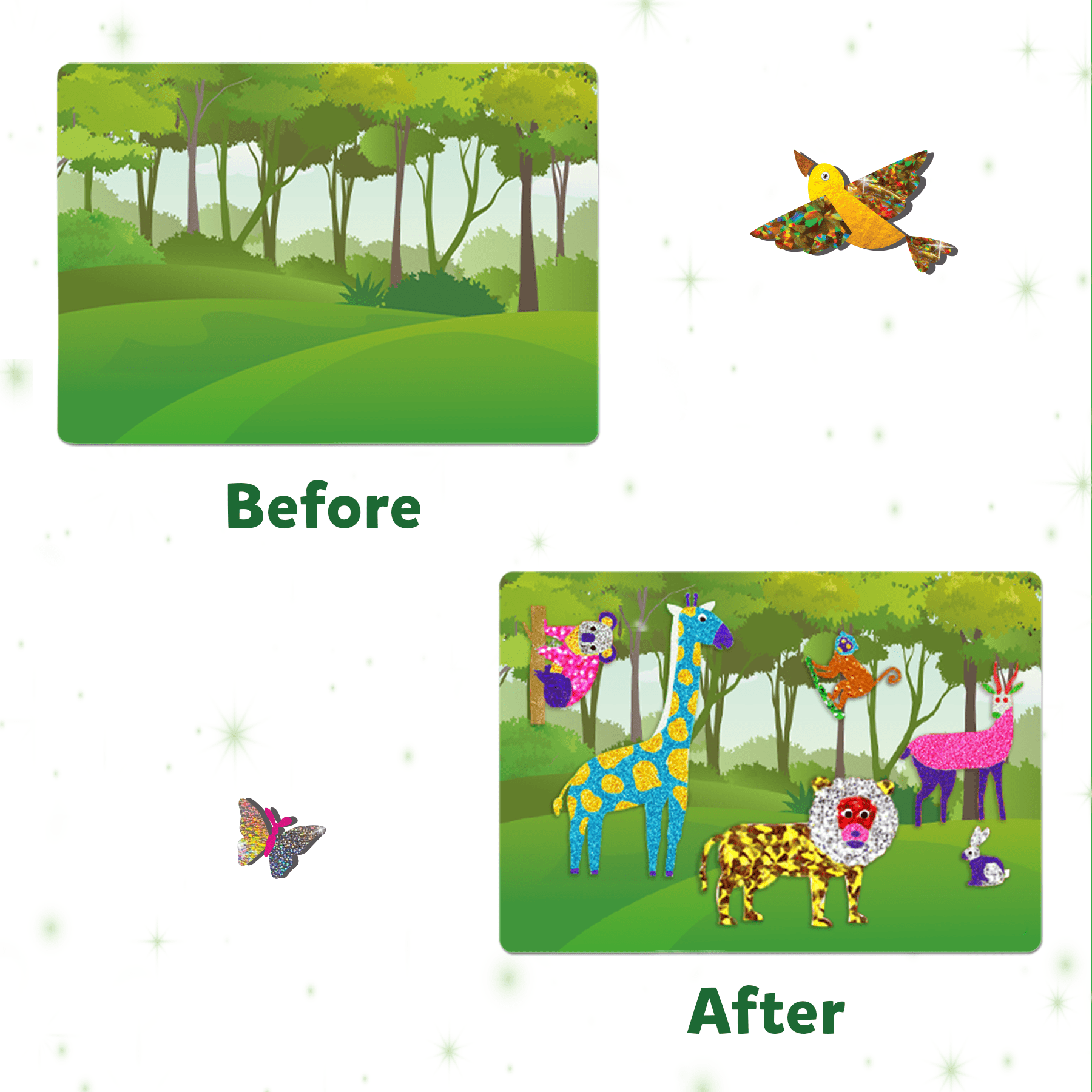 Skillmatics Foil Fun Art Kit for Kids, Animals, DIY No Mess Creative Activity Set, Ages 4 to 9