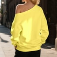 thumbnail image 4 of Off Shoulder Sweatshirt For Women Solid Drop Shoulder Oversized Long Sleeve Pullover Shirts Fall Trendy y2k Tops, 4 of 5