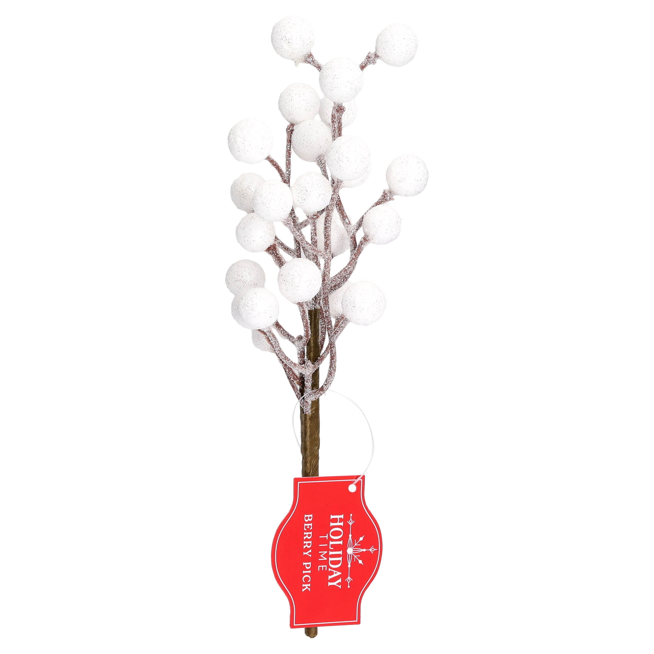 White Glitter Berry Decorative Christmas Pick, 9", by Holiday Time