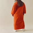 thumbnail image 2 of Robe Longue d'Automne pour Femmes Couleur Unie Col Rond Manches Longues Robe Décontractée Ample de Vacances, 2 of 5